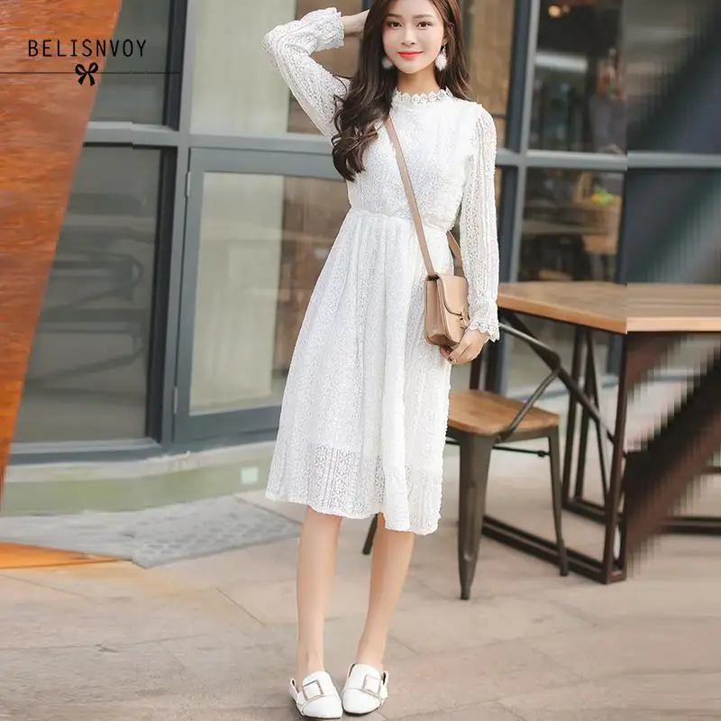 Robe Femme Spring Autumn Women Elegant Lace Dress Hollow Out Female White Vestidos Loose Waist Long Sleeve Party Dress
Robe Femme Spring Autumn Women Elegant Lace Dress Hollow Out Female White Vestidos Loose Waist Long Sleeve Party Dress