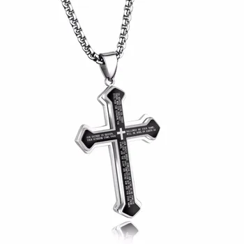 FATE LOVE the Lord's Prayer 6.5cm Black Male Men Cross Pendant Christian Necklace Stainless Steel Chain Fashion Men's Jewelry
FATE LOVE the Lord's Prayer 6.5cm Black Male Men Cross Pendant Christian Necklace Stainless Steel Chain Fashion Men's Jewelry