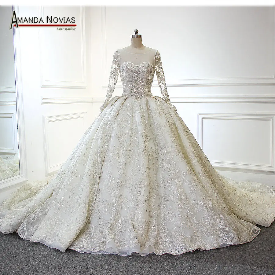 2019 Amanda Novias Real Photos Newest Luxury Wedding Dress With Full Beaded Top
2019 Amanda Novias Real Photos Newest Luxury Wedding Dress With Full Beaded Top