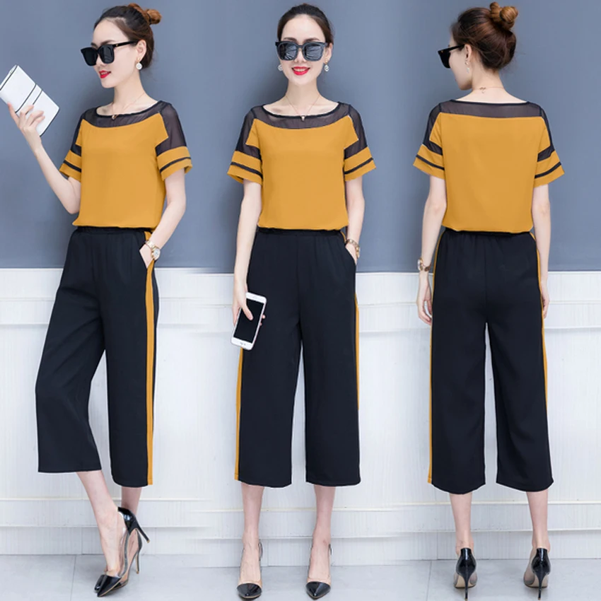 Yellow 2 Piece Set Outfit Tracksuits for Women Co-ord Set Chiffon Pants and Top Sportswear 2019 Summer See Through 2pcs Clothing
Yellow 2 Piece Set Outfit Tracksuits for Women Co-ord Set Chiffon Pants and Top Sportswear 2019 Summer See Through 2pcs Clothing