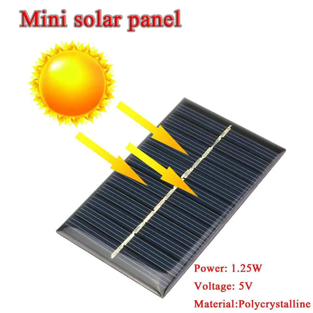 110 * 69mm Solar Panel 5V Mini Solar System DIY For Battery Cell Phone Chargers Portable Solar Cell 1.25W
110 * 69mm Solar Panel 5V Mini Solar System DIY For Battery Cell Phone Chargers Portable Solar Cell 1.25W