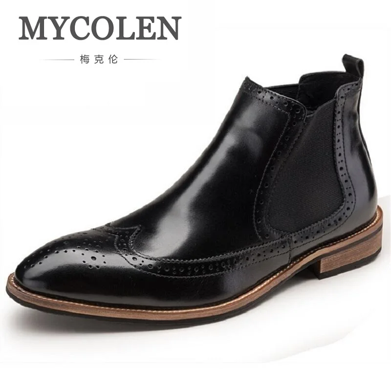 

MYCOLEN Shoes Men Winter Boots Casual Genuine Leather Men Boots Fashion Flat Heel Ankle Boots For Male Tenis Masculino Adulto