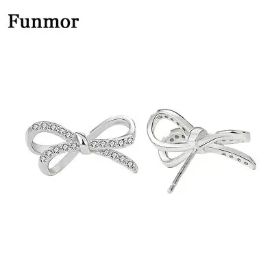 Funmor Elegant Bow Knot 925 Sterling Silver Earrings AAA Zircon Jewelry Girls Women Wedding Banquet Party Accessories Gifts
Funmor Elegant Bow Knot 925 Sterling Silver Earrings AAA Zircon Jewelry Girls Women Wedding Banquet Party Accessories Gifts