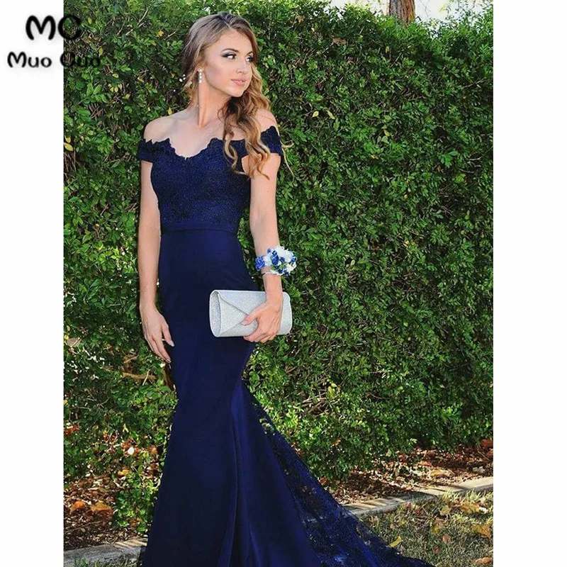 2018 Sexy Dark Blue Prom Dresses Long with appliques Floor Length Elastic Satin Zipper Back Formal Evening Party Dress for Women
2018 Sexy Dark Blue Prom Dresses Long with appliques Floor Length Elastic Satin Zipper Back Formal Evening Party Dress for Women