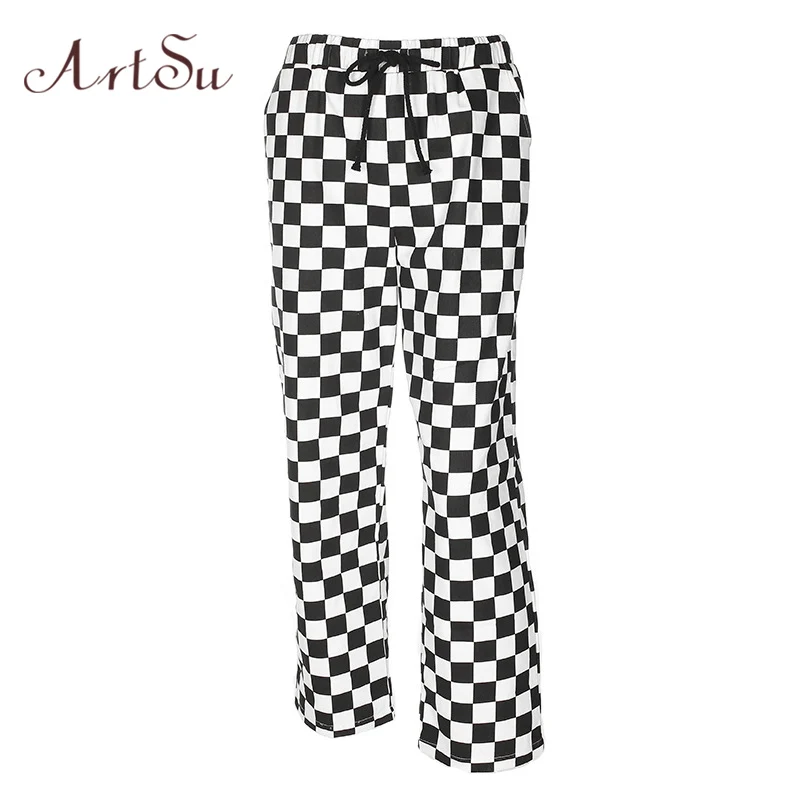 ArtSu Plaid Pants Womens High Waist Checkered Straight Loose Wide Leg Pants Casual Fashion Trousers Femme Sweatpants ASPA20126
ArtSu Plaid Pants Womens High Waist Checkered Straight Loose Wide Leg Pants Casual Fashion Trousers Femme Sweatpants ASPA20126