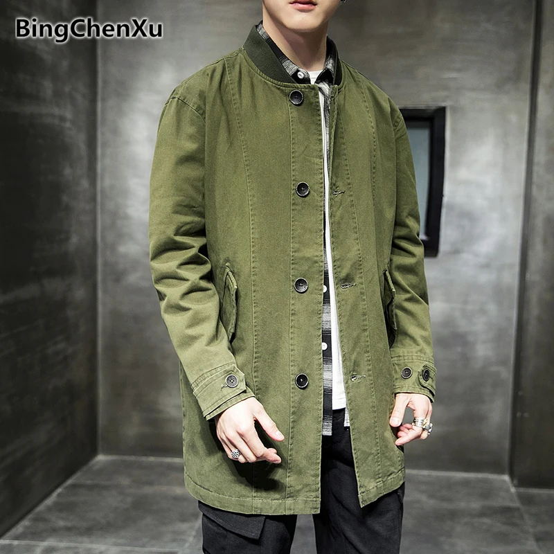 Spring New Jacket Men Stand Collar Long Jacket Coat Solid Color Casual Outwear Army Outdoors Clothes Male Bomber Jackets 1242
Spring New Jacket Men Stand Collar Long Jacket Coat Solid Color Casual Outwear Army Outdoors Clothes Male Bomber Jackets 1242