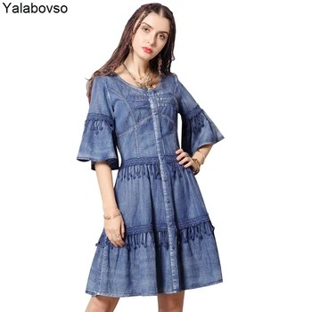 Vintage A line Dress for woman Flare sleeve O neck Embroidery short sleeve Retro Button dresses tassel female dress A50Z40
Vintage A line Dress for woman Flare sleeve O neck Embroidery short sleeve Retro Button dresses tassel female dress A50Z40