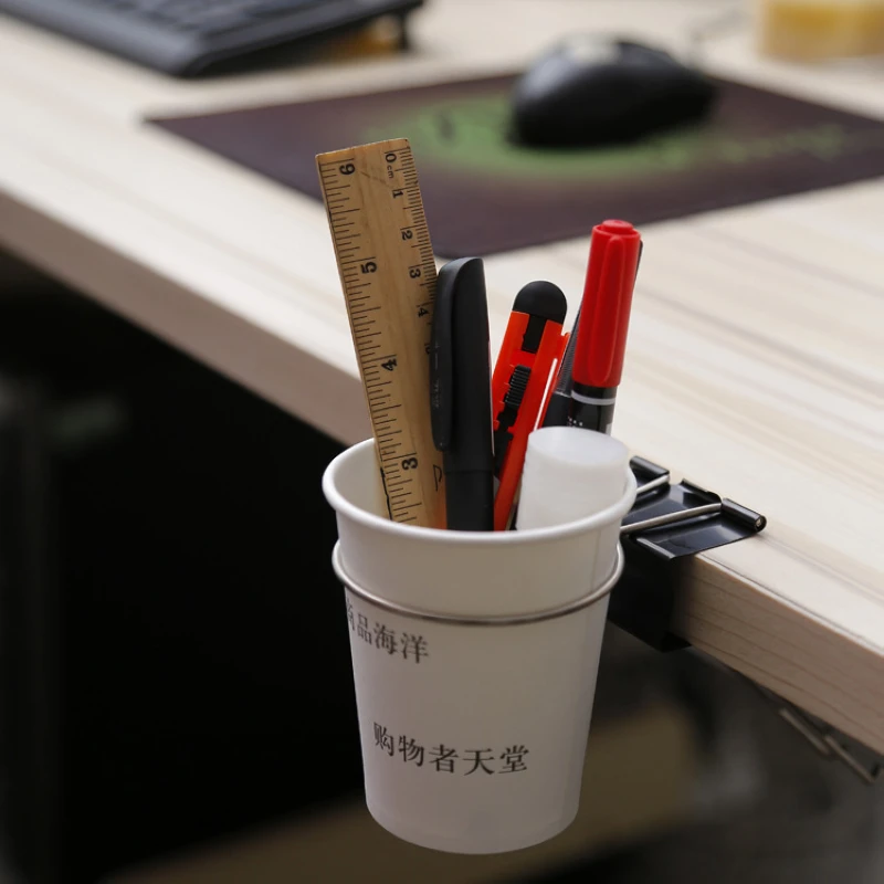 2019 New DIY Creative Desk Table Stand Storage Rack Office/Home Drink Cup Holder Clip Black