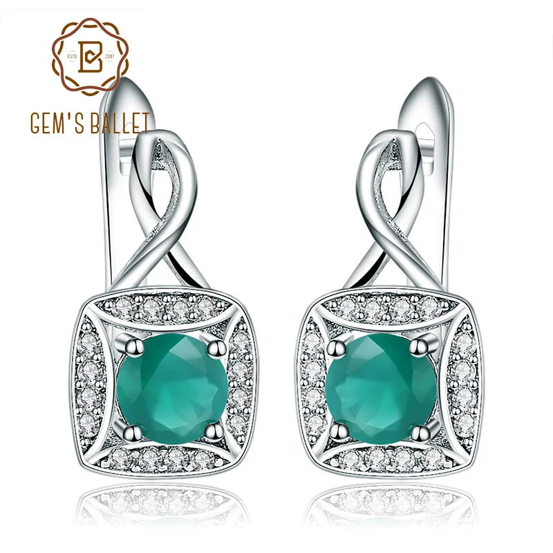 Gem's Ballet Natural Green Agate Earrings Genuine 925 Sterling Silver Gemstone Stud Earrings For Women Wedding Fine Jewelry 
Gem's Ballet Natural Green Agate Earrings Genuine 925 Sterling Silver Gemstone Stud Earrings For Women Wedding Fine Jewelry