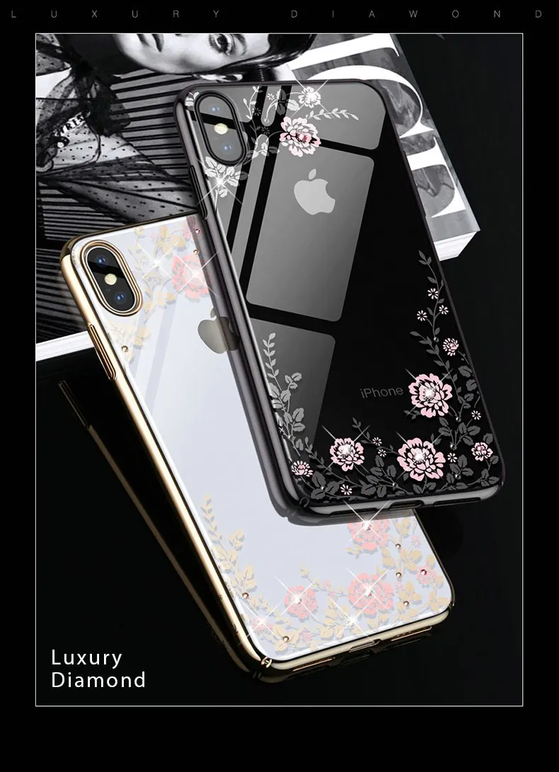 KINGXBAR Cover for iPhone Xs Flower Luxury Case for iPhone Xs Max Case Transparent for iPhone Xs Cover Fashionable for iPhoneXS (2)