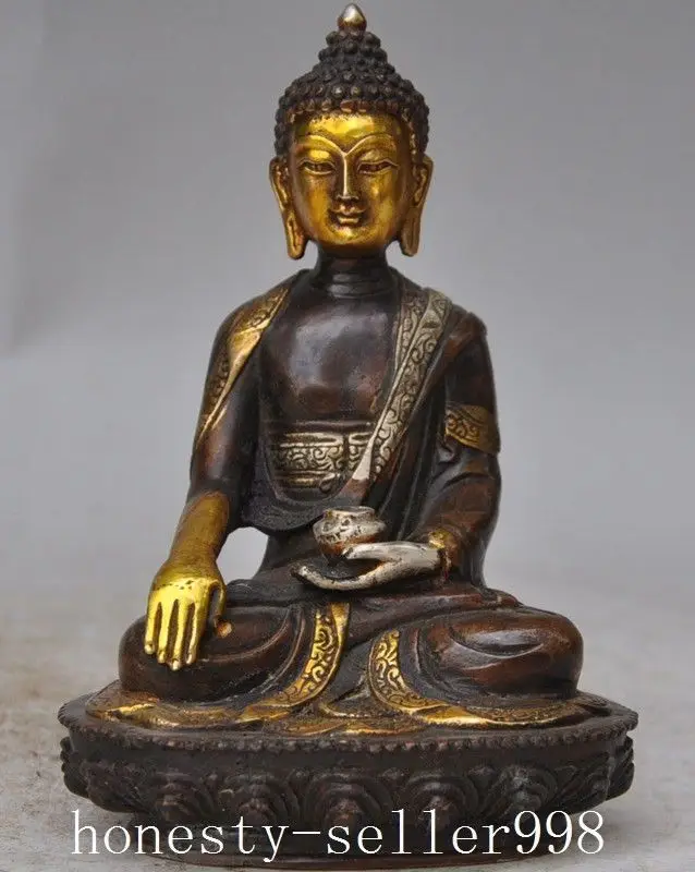 

Old tibet buddhism fane bronze gilt Sakyamuni Shakyamuni Amitabha buddha statue