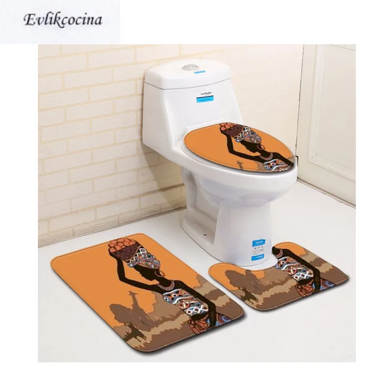 Free Shiping 3pcs Head Over Basket Girl Banyo Bathroom Carpet Toilet Bath Mat Set Non Slip Pad Tapis Salle De Bain Alfombra Bano | Дом и сад