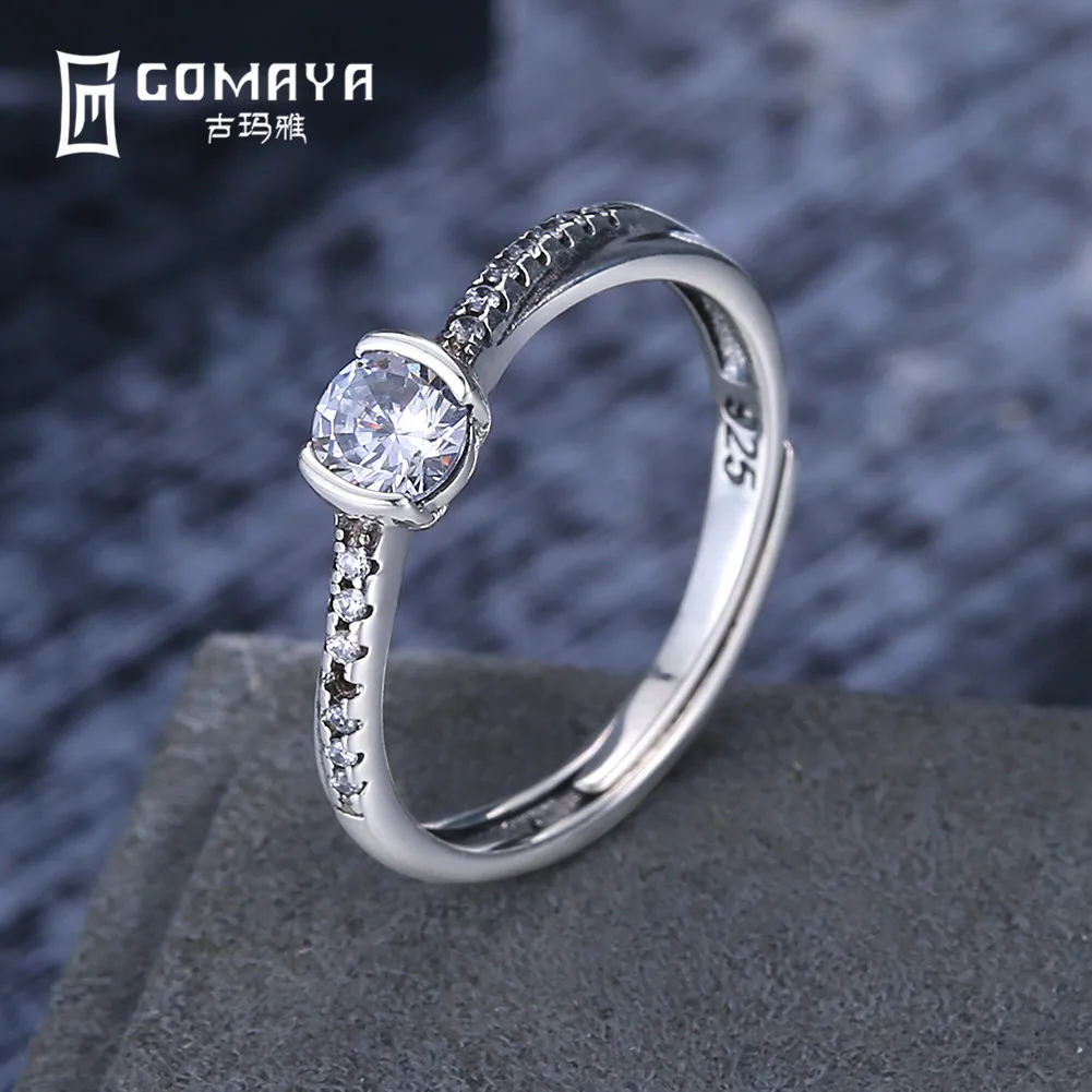 GOMAYA 925 Sterling Silver Round Zircon Rings Unique New Rings Gift for Women Fine Jewelry Retro Rings Free Size
GOMAYA 925 Sterling Silver Round Zircon Rings Unique New Rings Gift for Women Fine Jewelry Retro Rings Free Size