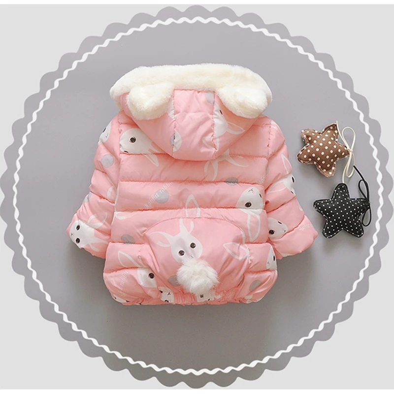 Baby girl Coat In Winter Leisure style Cartoon Rabbit head Warm and lovely zipper jacket Kids Children are not afraid of cold (4)
