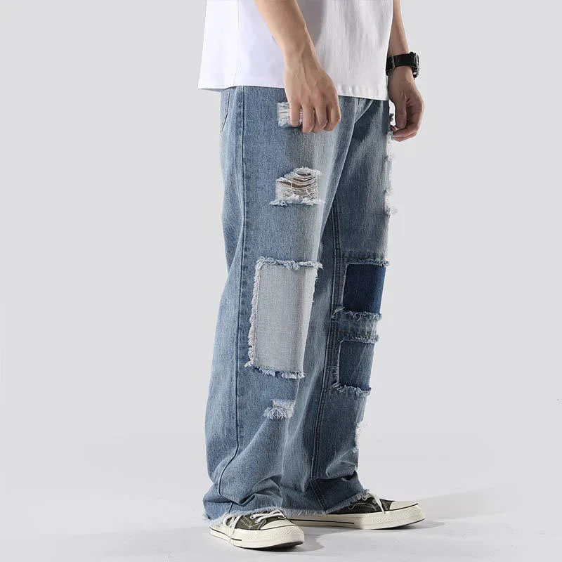 2019 Spring New Men's Jeans Hole Patchwork Wash Drape Straight Pants Spliced Loose Fit Wide Leg Pants Moto&bike
2019 Spring New Men's Jeans Hole Patchwork Wash Drape Straight Pants Spliced Loose Fit Wide Leg Pants Moto&bike