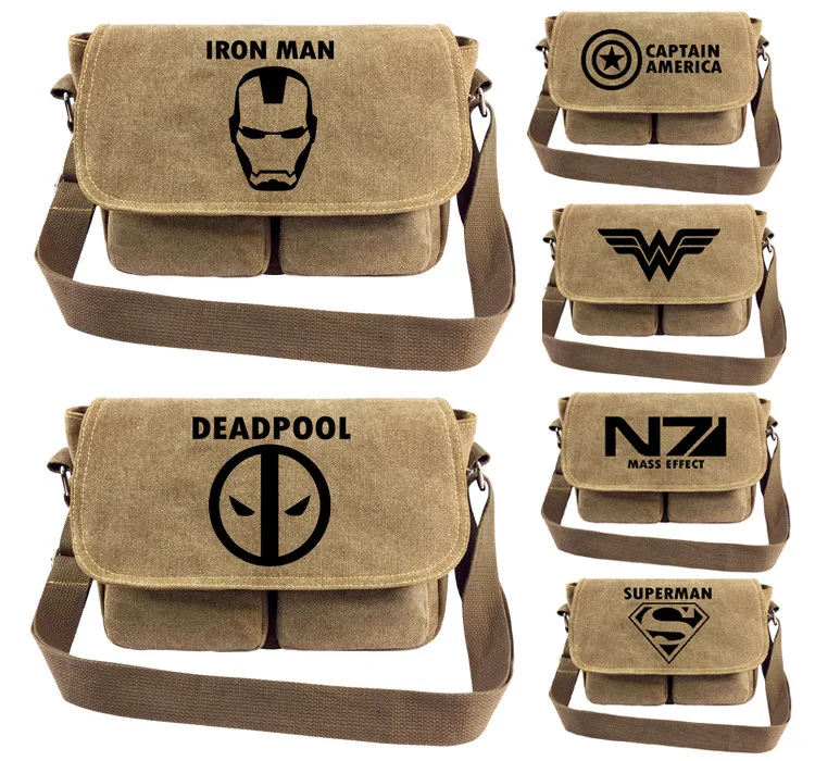 Many die shi super hero Wonder woman iron man Men's casual canvas shoulder inclined shoulder bag
Many die shi super hero Wonder woman iron man Men's casual canvas shoulder inclined shoulder bag