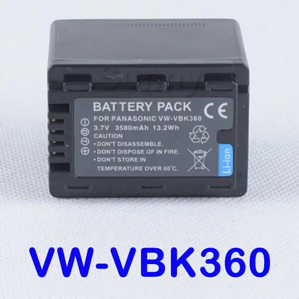 

VW-VBK360 Battery Pack for Panasonic HDC-TM40,HDC-TM41,HDC-TM41H,HDC-TM55,HDC-TM80,HDC-TM90, SDR-S50,SDR-S70,HDC-SDX1H Camcorder