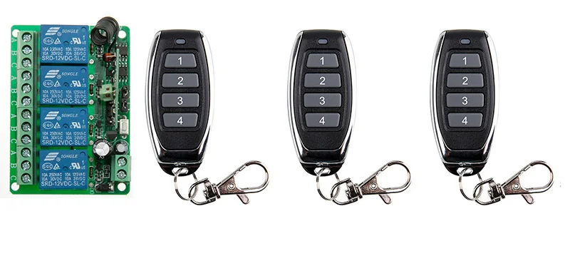 DC12V 4CH Radio Controller RF Wireless Push Remote Control Switch 315 MHZ 433 MHZ 3 Transmitter +1 Receiver window/Garage Doors
DC12V 4CH Radio Controller RF Wireless Push Remote Control Switch 315 MHZ 433 MHZ 3 Transmitter +1 Receiver window/Garage Doors