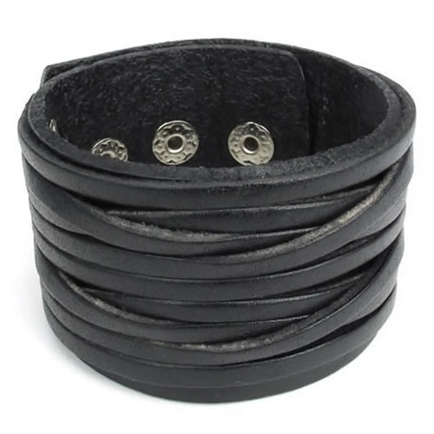 Wide Genuine Leather Mens Bangle Cuff Bracelet, Punk Rock, Fits 7.5" to 9", Black
Wide Genuine Leather Mens Bangle Cuff Bracelet, Punk Rock, Fits 7.5" to 9", Black