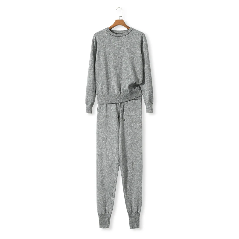 Tracksuits Real Wool Full O-neck Drawstring 2019 winter New Woman Cashmere Knit Suit Wire Ice Two-piece Female
Tracksuits Real Wool Full O-neck Drawstring 2019 winter New Woman Cashmere Knit Suit Wire Ice Two-piece Female