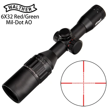 WALTHER 6x32 AO Mini Mil-Dot Double Color Illuminated Reticle Hunting Riflescope Tactical Optical Sight Rifle Scope
WALTHER 6x32 AO Mini Mil-Dot Double Color Illuminated Reticle Hunting Riflescope Tactical Optical Sight Rifle Scope