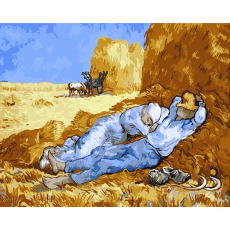 Painting By Number DIY Dropshipping 40x50 50x65cm Tanaka rest farmer Scenery Canvas Room Decoration Art picture Present | Дом и сад