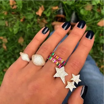 micro pave cz three stone open Cocktail women finger ring sparking bling white blue rainbow cz star rings jewelry
micro pave cz three stone open Cocktail women finger ring sparking bling white blue rainbow cz star rings jewelry