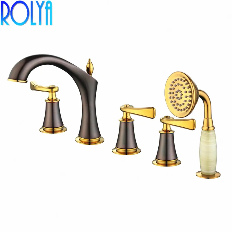 ROLYA Wholesale New Arrival Premium Luxurious Home Decor Antique Brown 5pcs Tub Faucet Bathtub Fillers Bath Shower Mixer Taps
ROLYA Wholesale New Arrival Premium Luxurious Home Decor Antique Brown 5pcs Tub Faucet Bathtub Fillers Bath Shower Mixer Taps