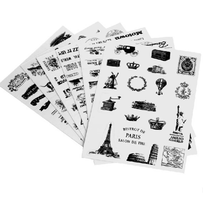 6 Sheet Black Crown Animals Print Memo Pad Scrapbooking Stickers Notebook Album Calendar Diary Decoration | Канцтовары для офиса и