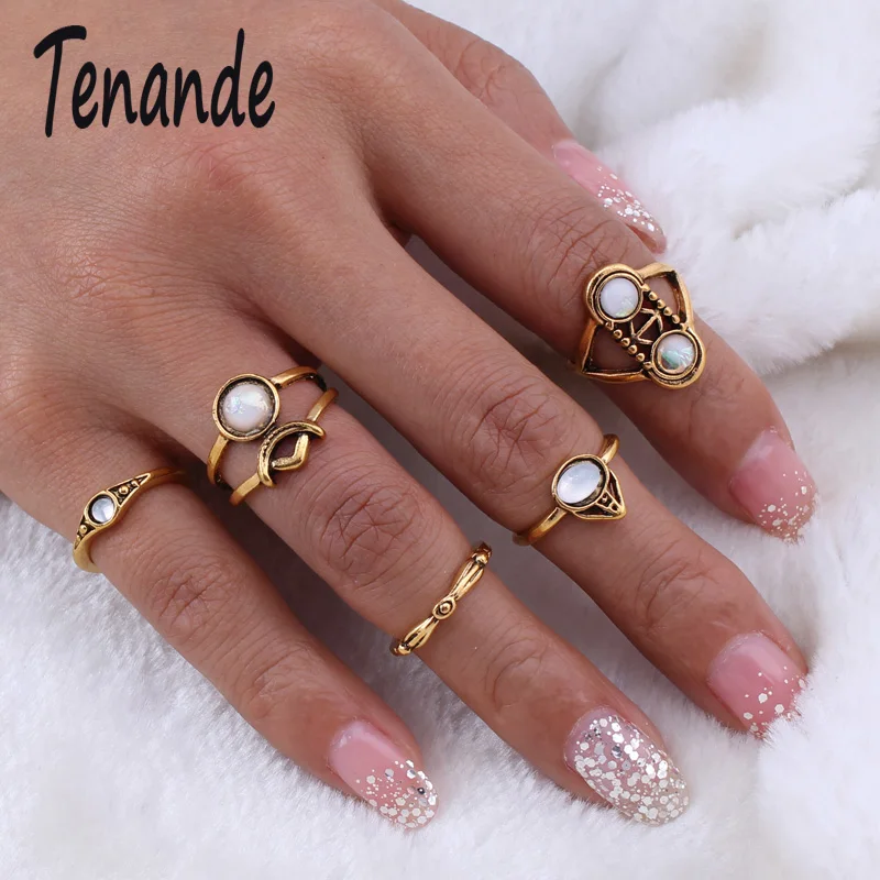 Tenande 5pcs/Set Bohemian Hollow Geometric Patterns Knuckle Rings Natural Stone Beads Midi Finger Rings Set for Women Jewelry
Tenande 5pcs/Set Bohemian Hollow Geometric Patterns Knuckle Rings Natural Stone Beads Midi Finger Rings Set for Women Jewelry