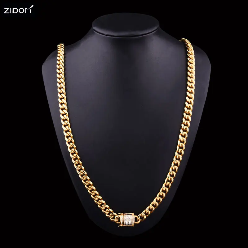Ожерелье мужское из нержавеющей стали золотого цвета в стиле хип-хоп цепь