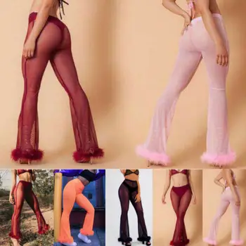 Fashion Women's Sexy High Waist See-through Flared Sheer Mesh Pants Lady Summer Club Party Beach Transparent Pants Trousers S-XL
Fashion Women's Sexy High Waist See-through Flared Sheer Mesh Pants Lady Summer Club Party Beach Transparent Pants Trousers S-XL