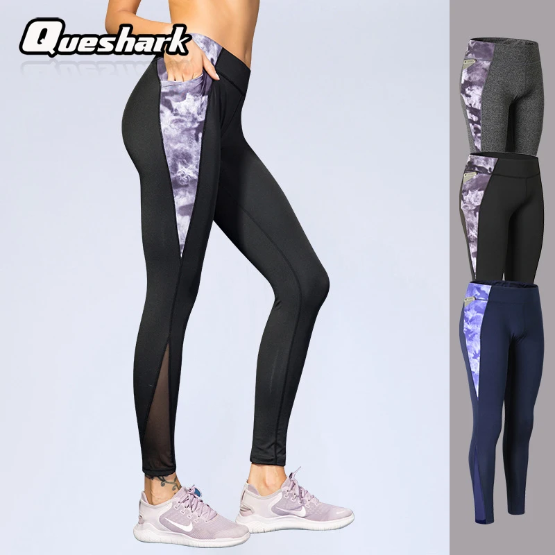 Queshark Professional Women Mesh Stitching Yoga Pants Quick Dry Print Seamless Leggings Stretchy Compression Tights With Pocket
Queshark Professional Women Mesh Stitching Yoga Pants Quick Dry Print Seamless Leggings Stretchy Compression Tights With Pocket
