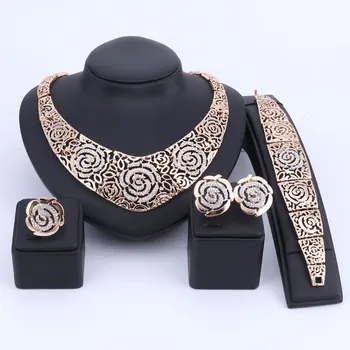 Rose Designed Bridal Jewelry Sets for Women Wedding Party Charm Statement Necklace Earrings Bracelet Ring Set 2 Color
Rose Designed Bridal Jewelry Sets for Women Wedding Party Charm Statement Necklace Earrings Bracelet Ring Set 2 Color