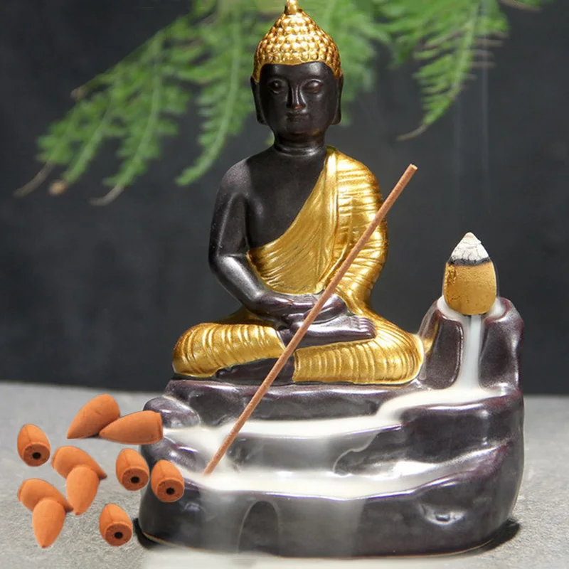Backflow Ceramic Cone Incense Burner Holder Buddhist Cones Decor + 10 Incenses Creative Home Decoration Home Office Teahouse
Backflow Ceramic Cone Incense Burner Holder Buddhist Cones Decor + 10 Incenses Creative Home Decoration Home Office Teahouse