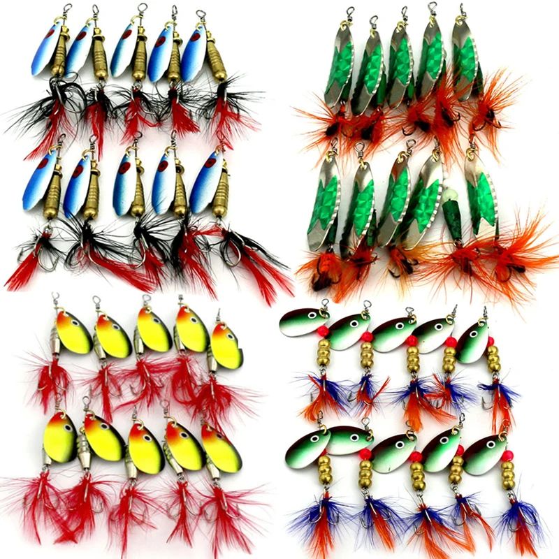 Lot 10pcs Metal Spoon Fishing Lure Spinner Lures Bait Catfish Trout Sequins Swim Jigging Hook Carp Bait Tackle Set Feathers
Lot 10pcs Metal Spoon Fishing Lure Spinner Lures Bait Catfish Trout Sequins Swim Jigging Hook Carp Bait Tackle Set Feathers