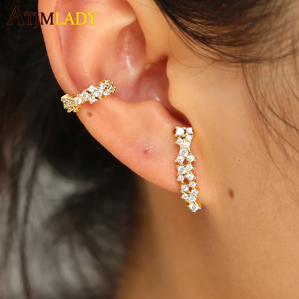 2018 New Gold color Irregular round Cubic Zircinia Stud Earrings With Ear Cuff micro pave cz circle For Women Jewelry Earings
2018 New Gold color Irregular round Cubic Zircinia Stud Earrings With Ear Cuff micro pave cz circle For Women Jewelry Earings