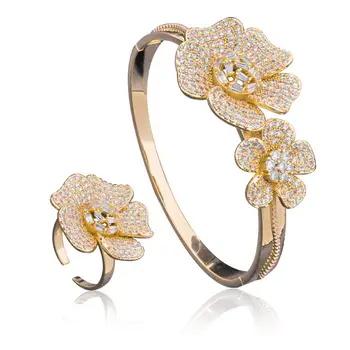 Newness Flower Super Full Micro Paved Cubic Zircon Luxury Daisy Bangle Ring Set Nigerian Jewelry Set For Women
Newness Flower Super Full Micro Paved Cubic Zircon Luxury Daisy Bangle Ring Set Nigerian Jewelry Set For Women