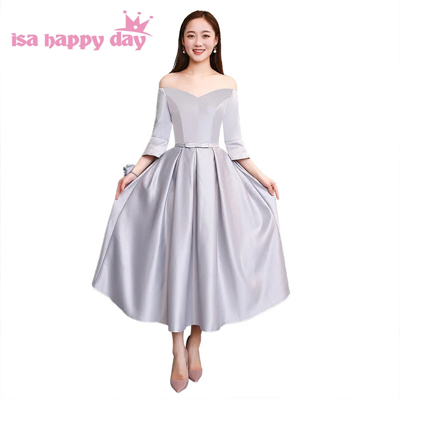 elegant v neck sleeved bridesmaids robes bridesmaid off shoulder gown short grey girl teen princess ball gown dress H4230
elegant v neck sleeved bridesmaids robes bridesmaid off shoulder gown short grey girl teen princess ball gown dress H4230