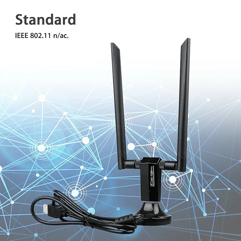 Wireless USB 3.0 WiFi Adapter Antennas 1200Mbps Long Range AC1200 Dual Band LCC77
Wireless USB 3.0 WiFi Adapter Antennas 1200Mbps Long Range AC1200 Dual Band LCC77