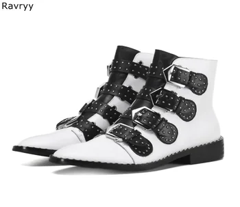 Spring Autumn Fashion Woman White Ankle Boots Silver Metal Studed Rivet Decor Ankle Buckle Street Style Motorcycle Short Boots
Spring Autumn Fashion Woman White Ankle Boots Silver Metal Studed Rivet Decor Ankle Buckle Street Style Motorcycle Short Boots