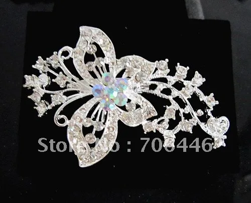 3.2 Inch Silver Color Clear Rhinestone Crystal Butterfly & Flower Design Party Brooch
3.2 Inch Silver Color Clear Rhinestone Crystal Butterfly & Flower Design Party Brooch
