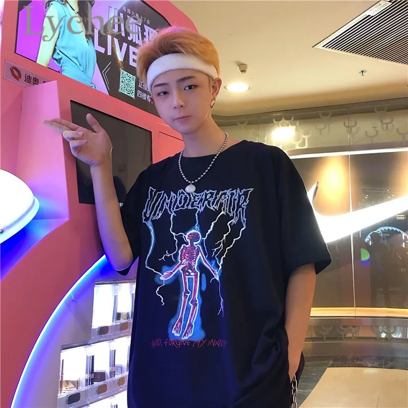 Lychee Streetwear Lightning Skull Letter Print Female T Shirt Top Tees Short Sleeve Crew Neck Loose Spring Summer Women T Shirts
Lychee Streetwear Lightning Skull Letter Print Female T Shirt Top Tees Short Sleeve Crew Neck Loose Spring Summer Women T Shirts