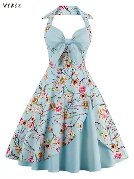 Plus Size 4xl Floral Dress Print Halter Backless Summer Dress Gown Vintage 50s 60s Womens Evening Party Dress Big Swing Sundress
Plus Size 4xl Floral Dress Print Halter Backless Summer Dress Gown Vintage 50s 60s Womens Evening Party Dress Big Swing Sundress