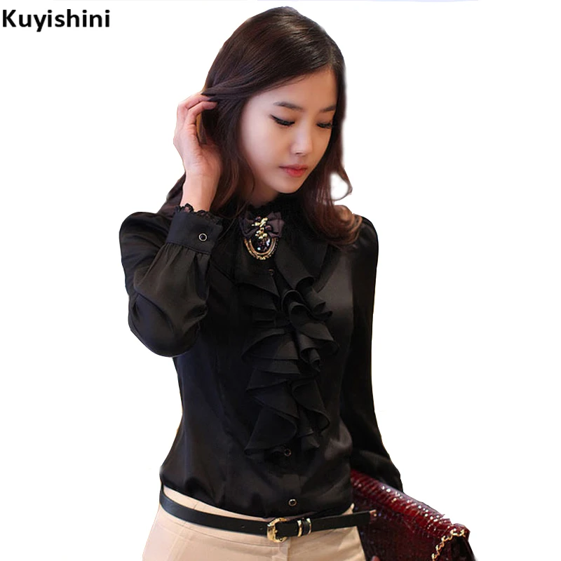New Ruffled Women's Blouse OL Elegant Lace Collar Ruffles Shirts Stand Collar Long Sleeve Tops Plus Size XL Fashion Clothing
New Ruffled Women's Blouse OL Elegant Lace Collar Ruffles Shirts Stand Collar Long Sleeve Tops Plus Size XL Fashion Clothing
