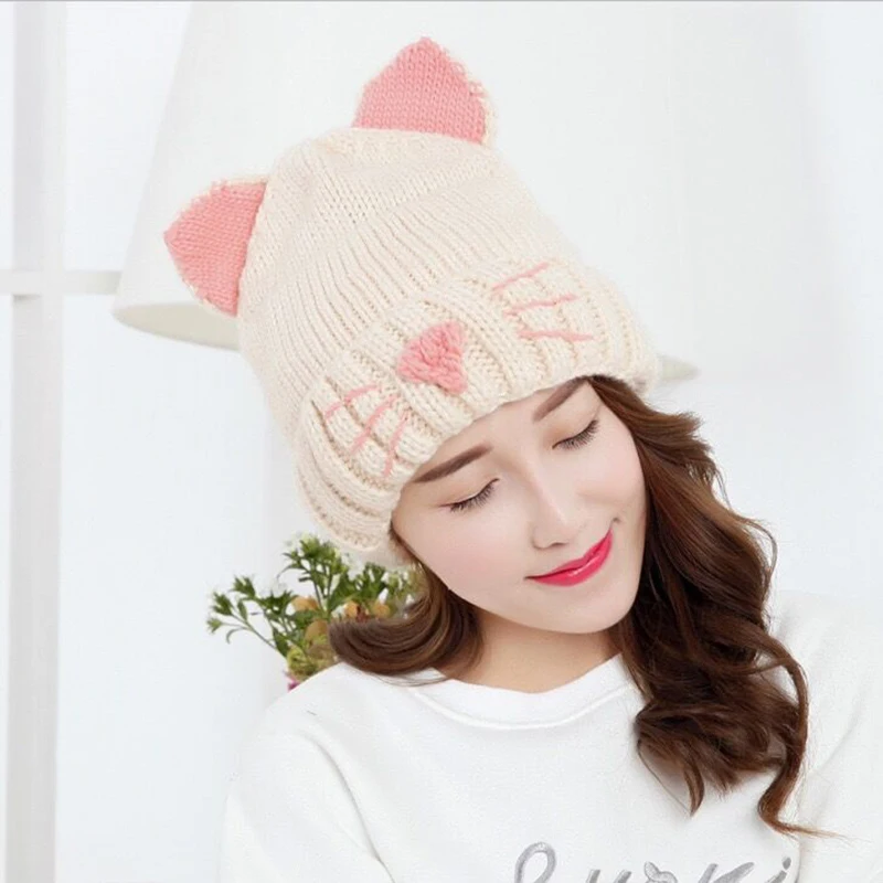 Mingjiebihuo New autumn and winter wool cap cat ears knitted wool hat plus velvet thick warm head cap women girls
Mingjiebihuo New autumn and winter wool cap cat ears knitted wool hat plus velvet thick warm head cap women girls