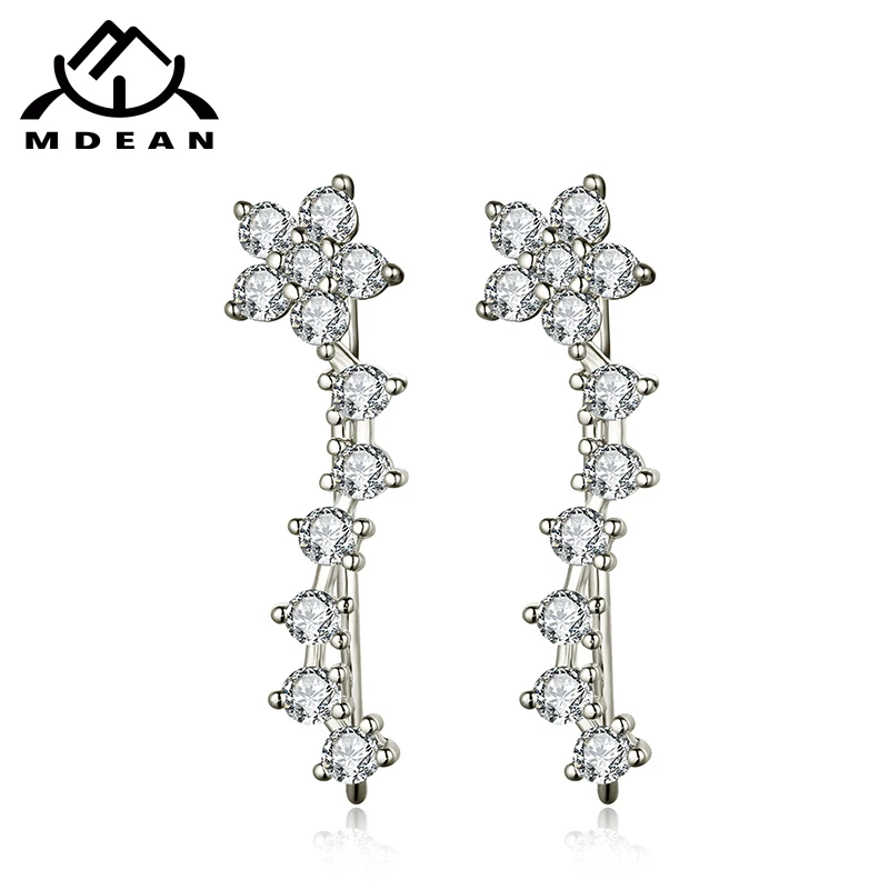 MDEAN Drop Earrings Fashion White Gold Color Pendientes Jewelry for Women Vintage Wedding Geometric AAA Zircon E124 | Украшения и