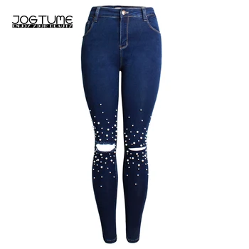 Women Jeans Pearl 2018 Spring Autumn Fashion Slim Stretch Cotton High Waist Hole Jeans Femme Cute Skinny Pencil Pants Plus Size
Women Jeans Pearl 2018 Spring Autumn Fashion Slim Stretch Cotton High Waist Hole Jeans Femme Cute Skinny Pencil Pants Plus Size
