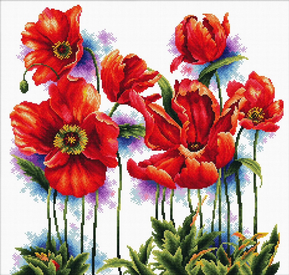 Lovely Poppys Thread Cross Stitch Patterns Flowers Embroidery Kits 11CT Cotton Painting DIY Needlework DMC Sets Decoration Home
Lovely Poppys Thread Cross Stitch Patterns Flowers Embroidery Kits 11CT Cotton Painting DIY Needlework DMC Sets Decoration Home