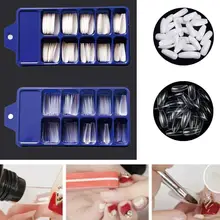 100 pièces/boîte acrylique faux faux ongles ovale professionnel couverture complète Fasle Nail Art ongle couleur carte vernis affiché conseil(China)